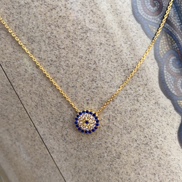 dainty Evil Eye Necklace Gold Plated16